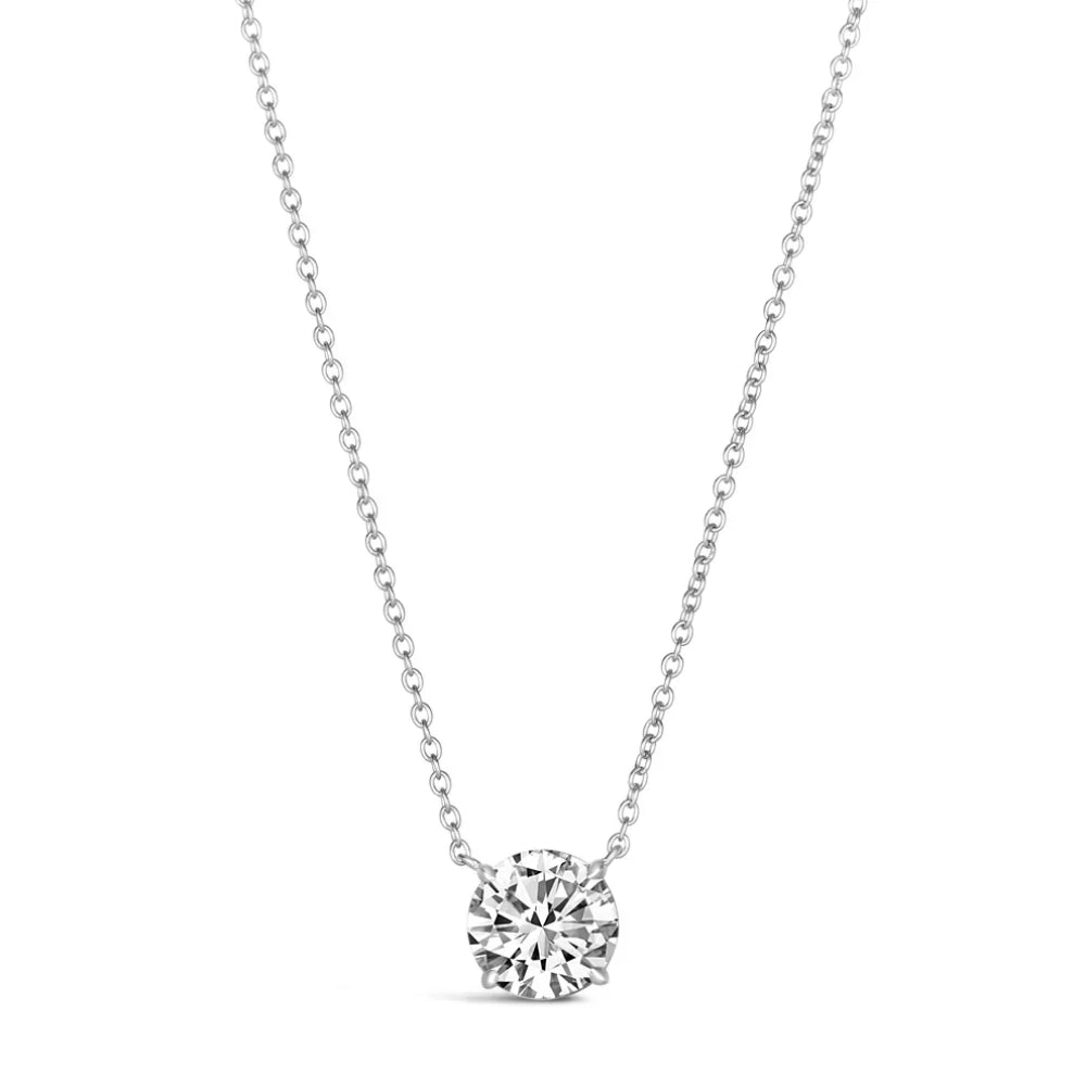 Anna Zuckerman Anastasia 74 Women's 20" 1 ct. Diamond Crystalline Solitaire Necklace in Platinum-Plating over 925 Sterling Silver