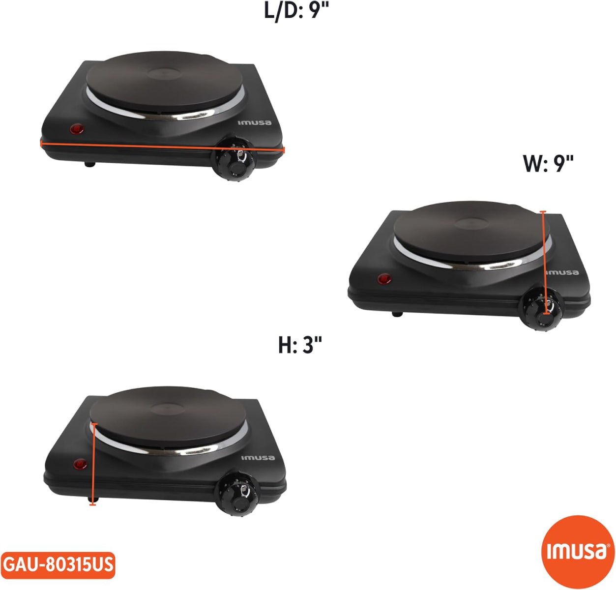 Imusa GAU/80315US Single Electric Hot Plate - Black