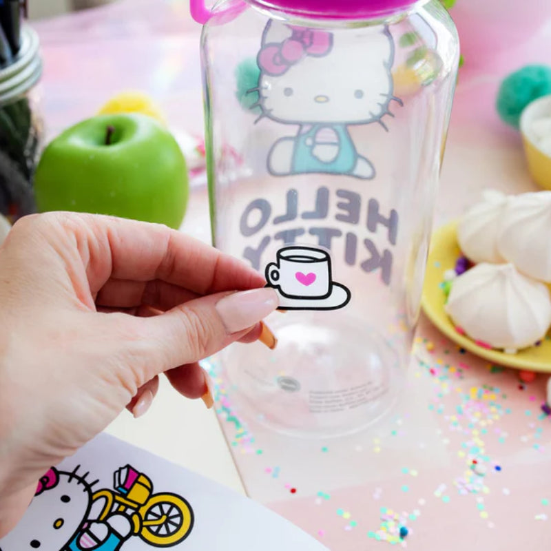 Sanrio Hello Kitty Icons 32 OZ Water Bottle and Sticker Set - Multicolor