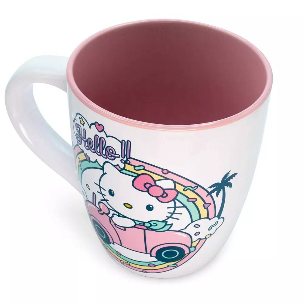 Sanrio Hello Kitty 25 oz Rainbow Car Jumbo Curved Ceramic Mug - Multicolor