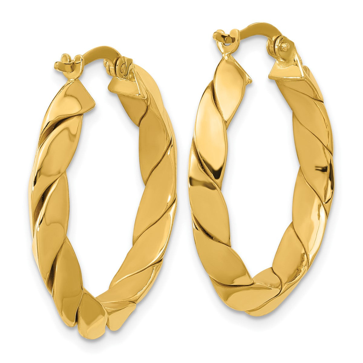 14K Leslie's Women's 4mm Grooved Fancy Hoop Earrings in 14K Yellow Gold