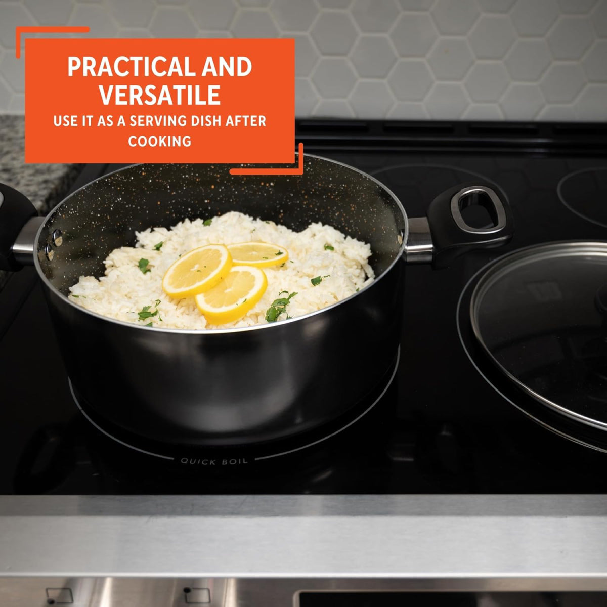 Imusa GAU/24037 4.8 qt Bistro Nonstick Duch Oven with Glass Lid - Black