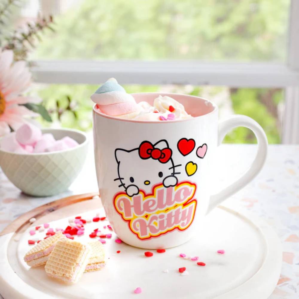 Sanrio Hello Kitty 18 oz Hearts Ceramic Mug - White
