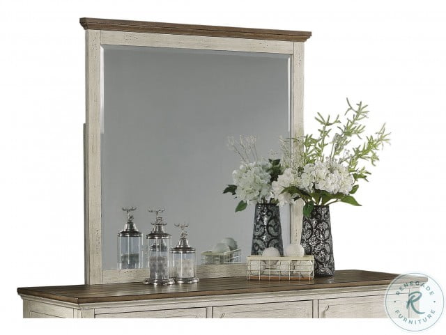 Newport Off White And Rustic Brown Mirror