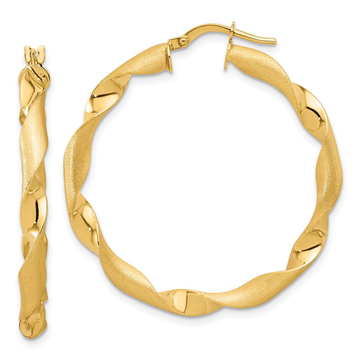 14K Leslie's Women's 3.7mm Twisted Hoop Earrings in 14K Yellow Gold