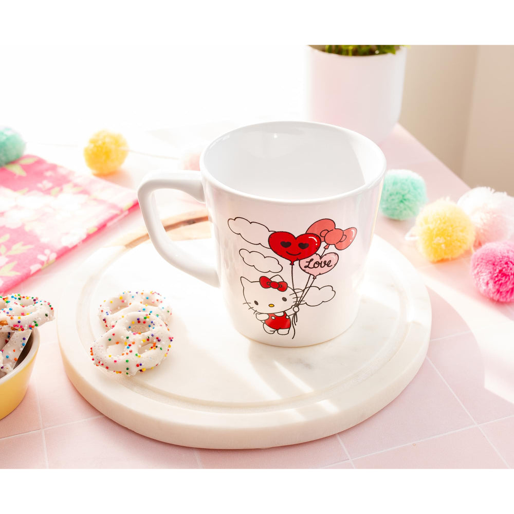 Sanrio Hello Kitty Love Balloon Wide Rim 17 oz Ceramic Mug - White