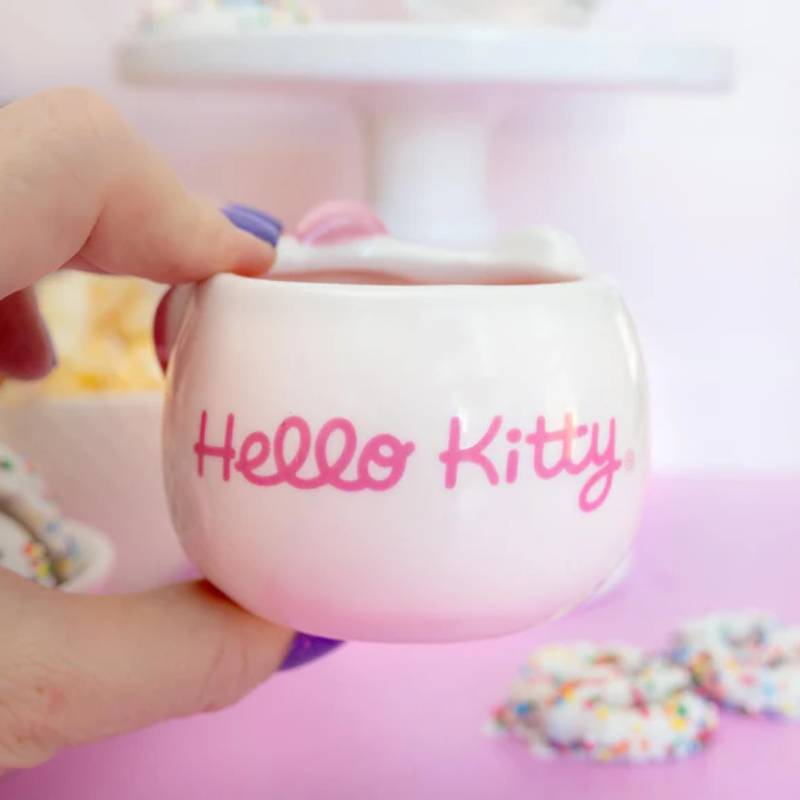 Sanrio Hello Kitty Pink Bow 3 oz Sculpted Ceramic Mini Mug - White/Pink