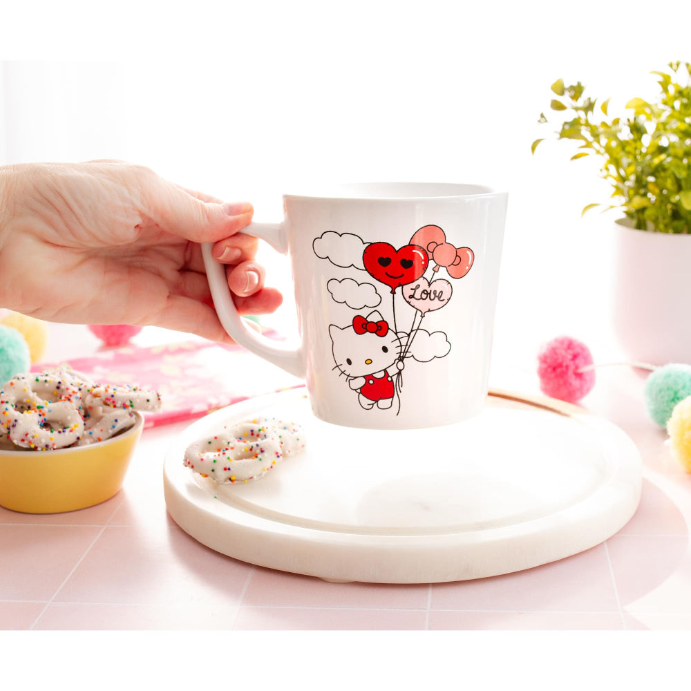 Sanrio Hello Kitty Love Balloon Wide Rim 17 oz Ceramic Mug - White
