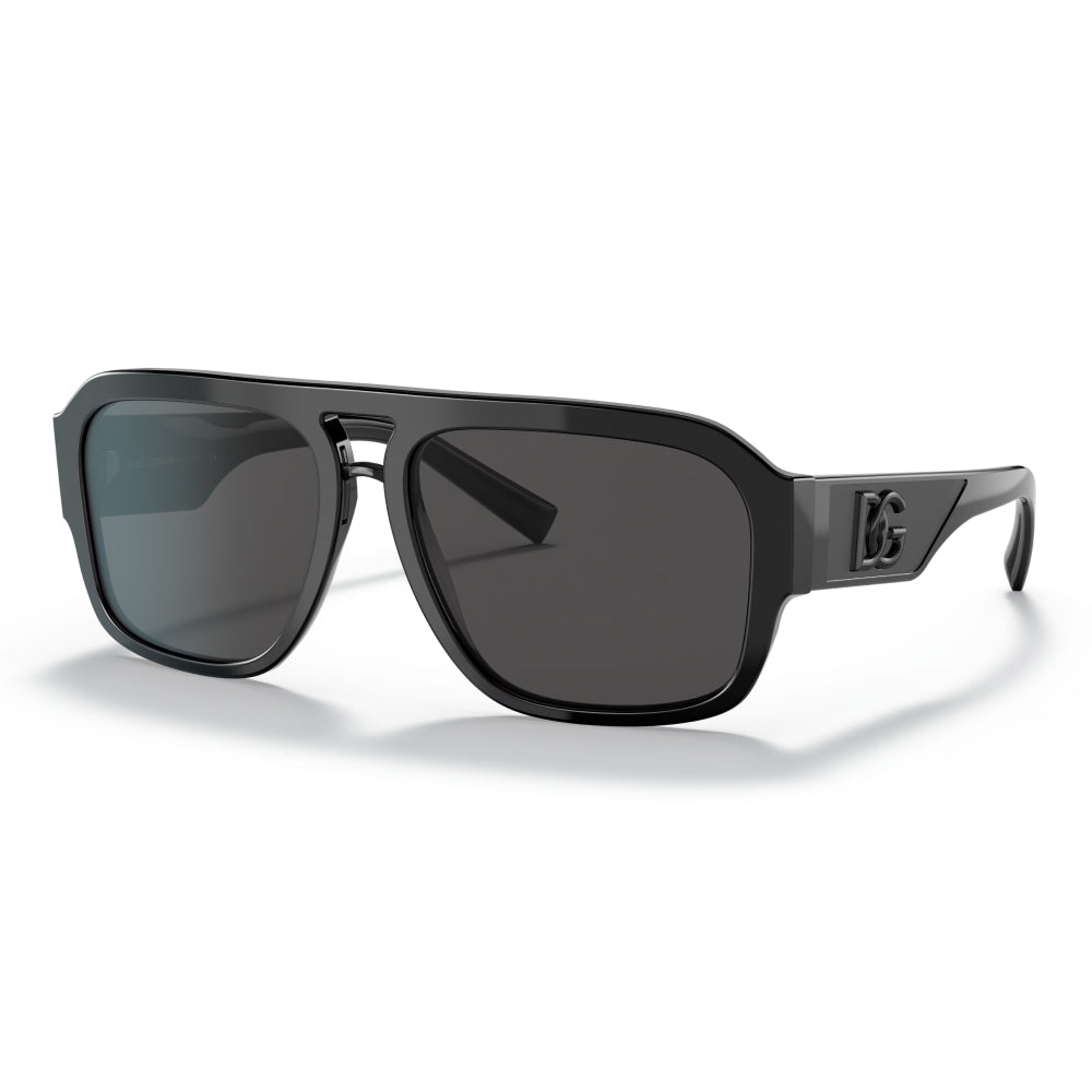 Dolce & Gabbana Men's DG4403 Pilot Solid Color Sunglasses - Black/Dark Gray