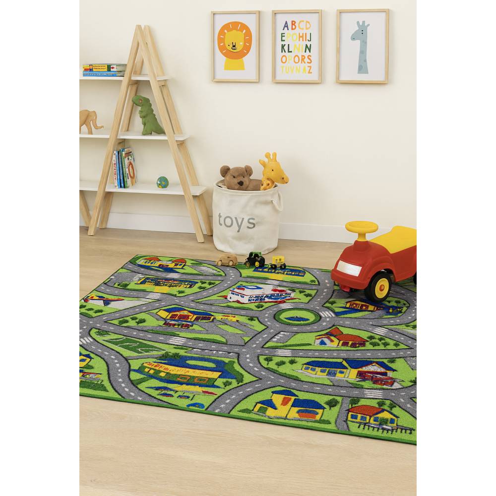L.A Rugs Fun Time Driving Fun Rectangular Area Rug - Green