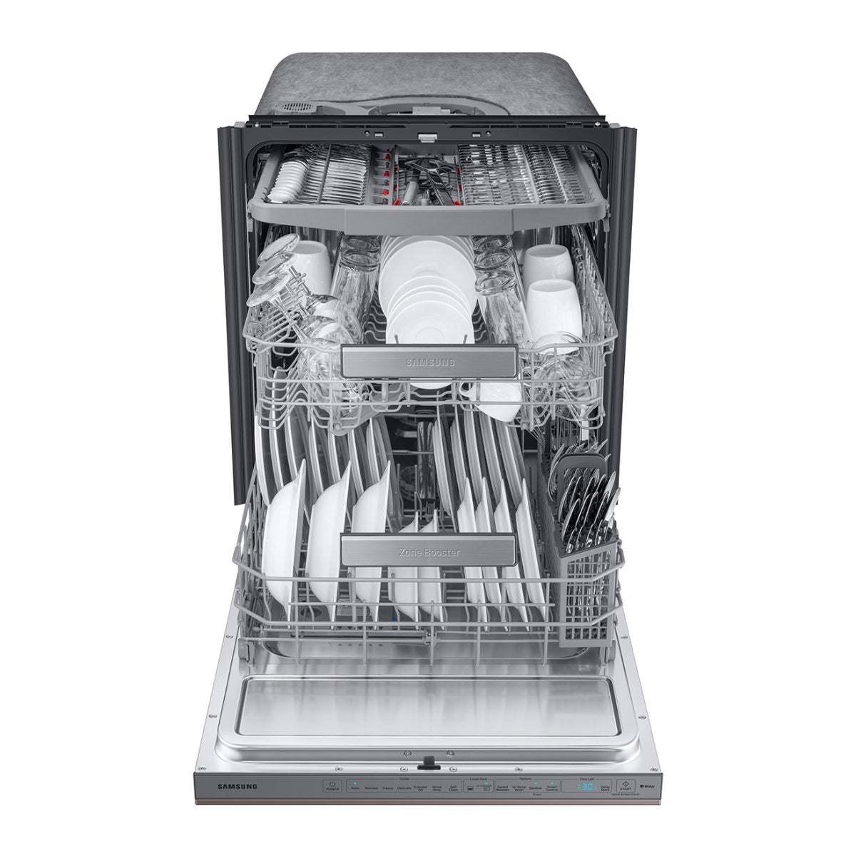 Samsung Bespoke DW80R9950UT 24" Smart 39dBA Dishwasher with Linear Wash - Fingerprint Resistant Tuscan Steel - Curacao