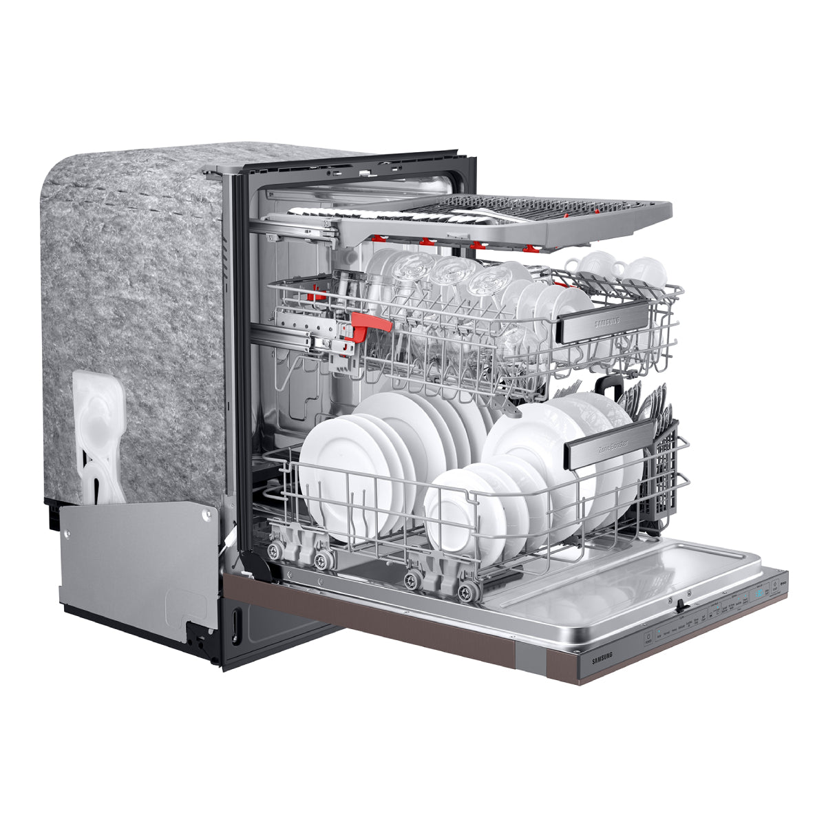 Samsung Bespoke DW80R9950UT 24" Smart 39dBA Dishwasher with Linear Wash - Fingerprint Resistant Tuscan Steel - Curacao