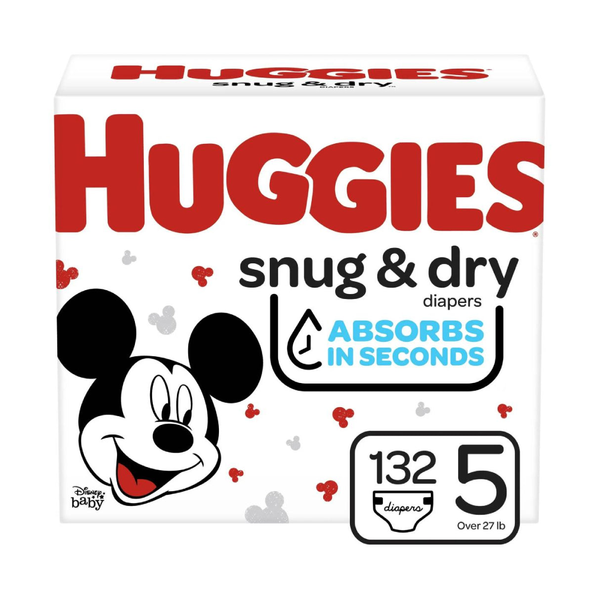 Huggies Snug and Dry Baby Diapers (Count 132) - Size 5