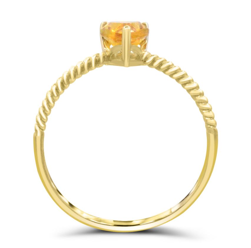 10k Yellow Gold Mustard Pear-Shaped Modern Rope Ring (Size 7)
