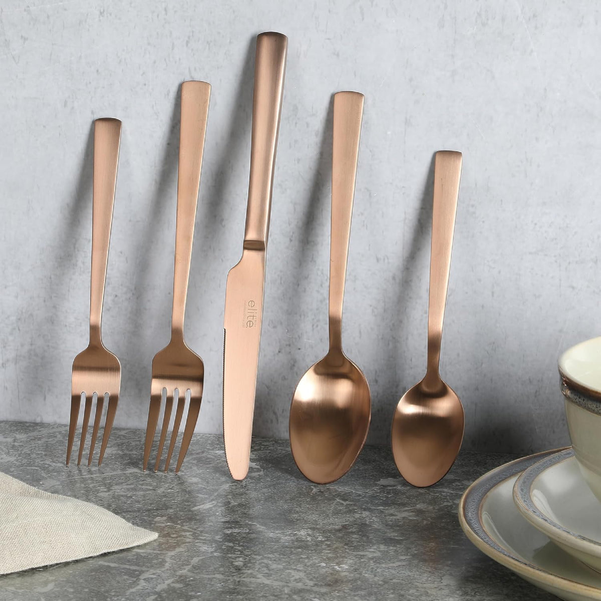 Gibson 138515 Elite Earlston Flatware Set (20 Pieces) - Rose Gold