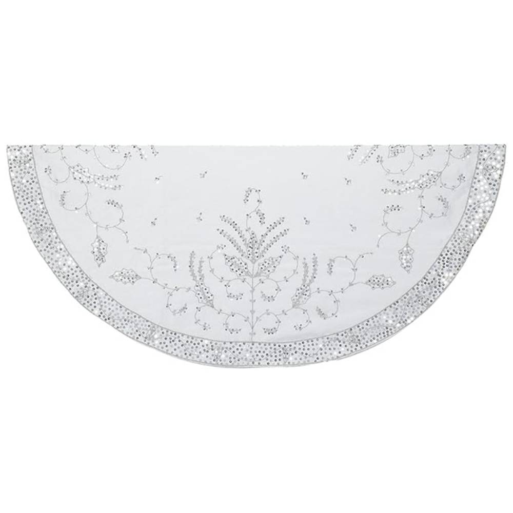 Kurt Adler 48" Tree Skirt - Silver