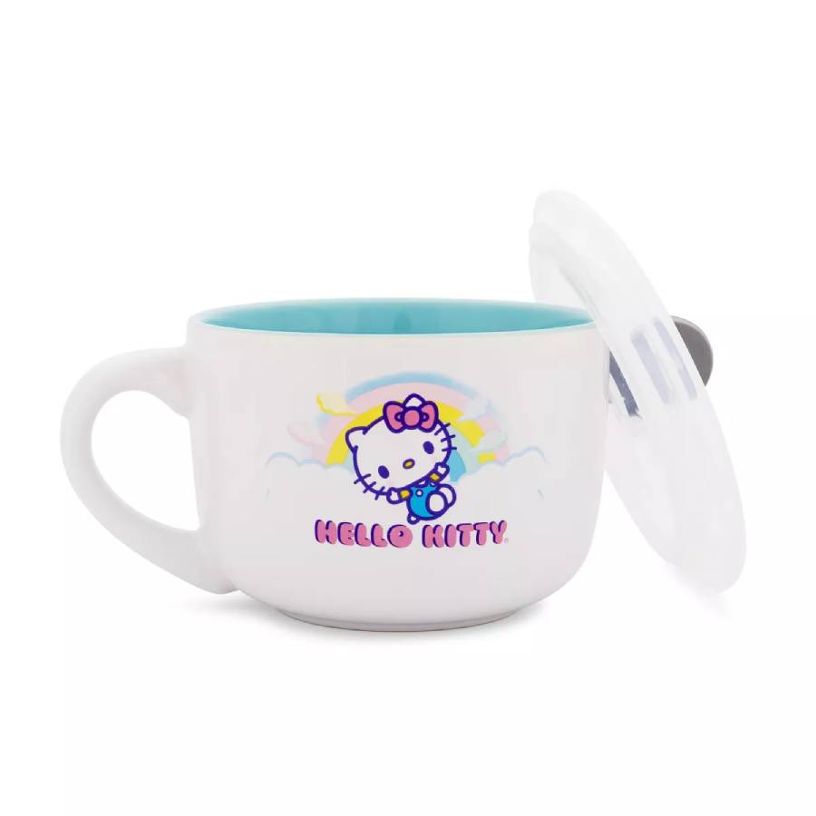 Sanrio Hello Kitty Clouds 24 oz Ceramic Soup Mug With Vented Lid - Multicolor