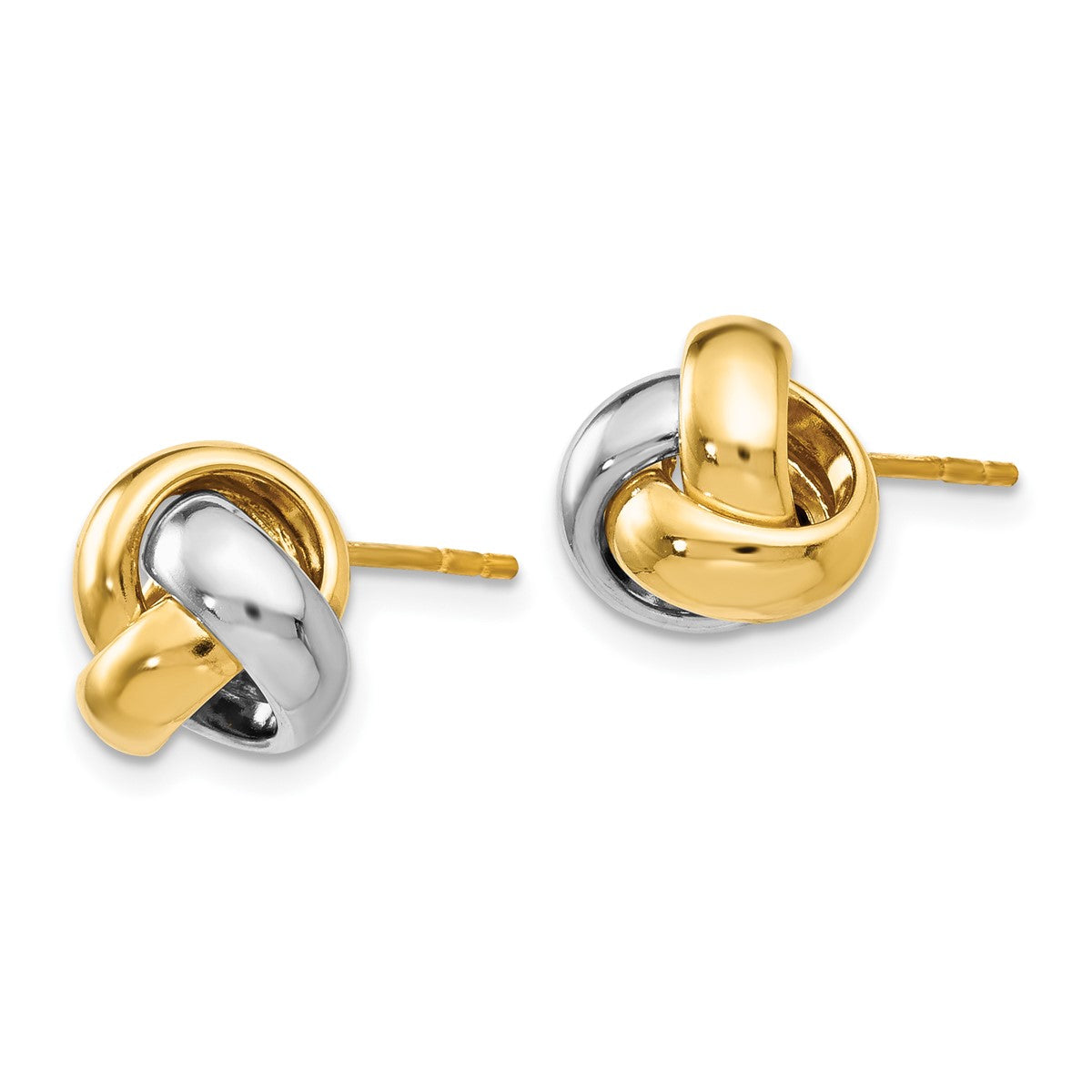 14K Leslie's Women's Love Knot Button Earrings Two-Tone Gold