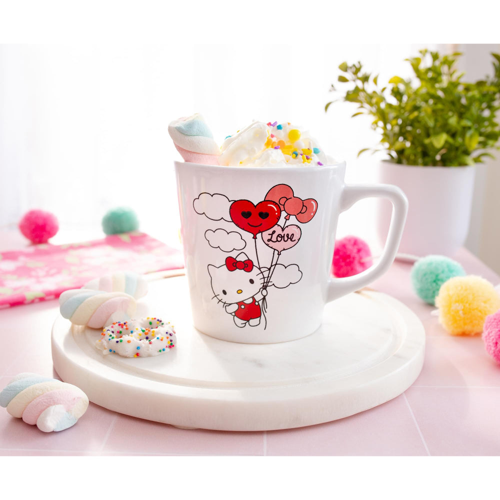 Sanrio Hello Kitty Love Balloon Wide Rim 17 oz Ceramic Mug - White