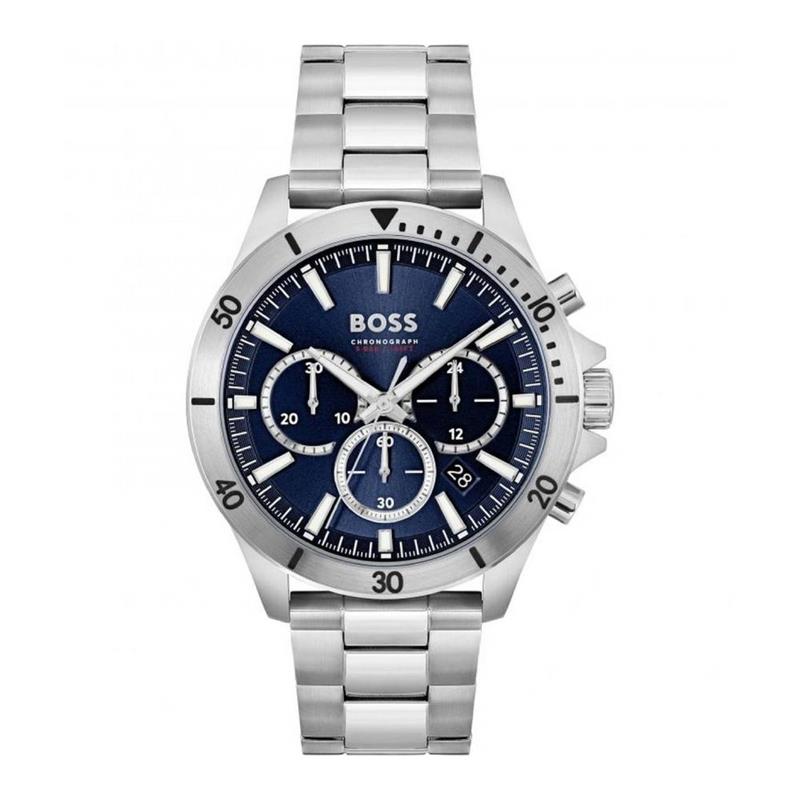 Hugo Boss Troper Men's 45mm Silver Bracelet Watch - Blue Dial