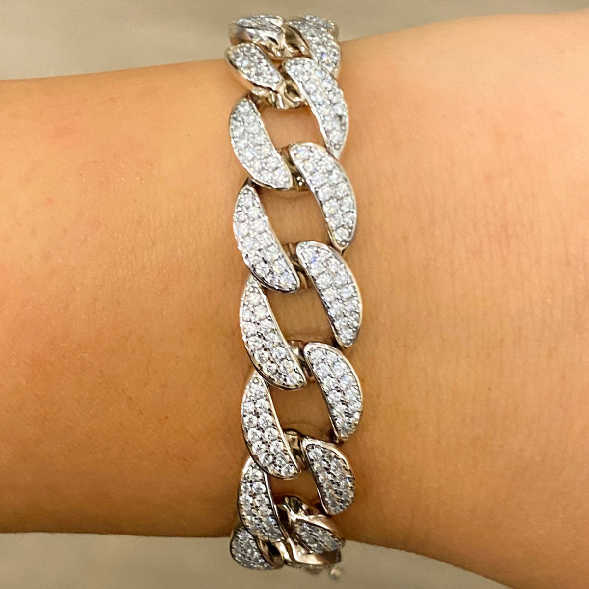Anna Zuckerman Olivia 63 Men's 8" 5 ct. Diamond Crystalline Super Cuban Link Bracelet in 18K Yellow Gold-Plating over 925 Sterling Silver