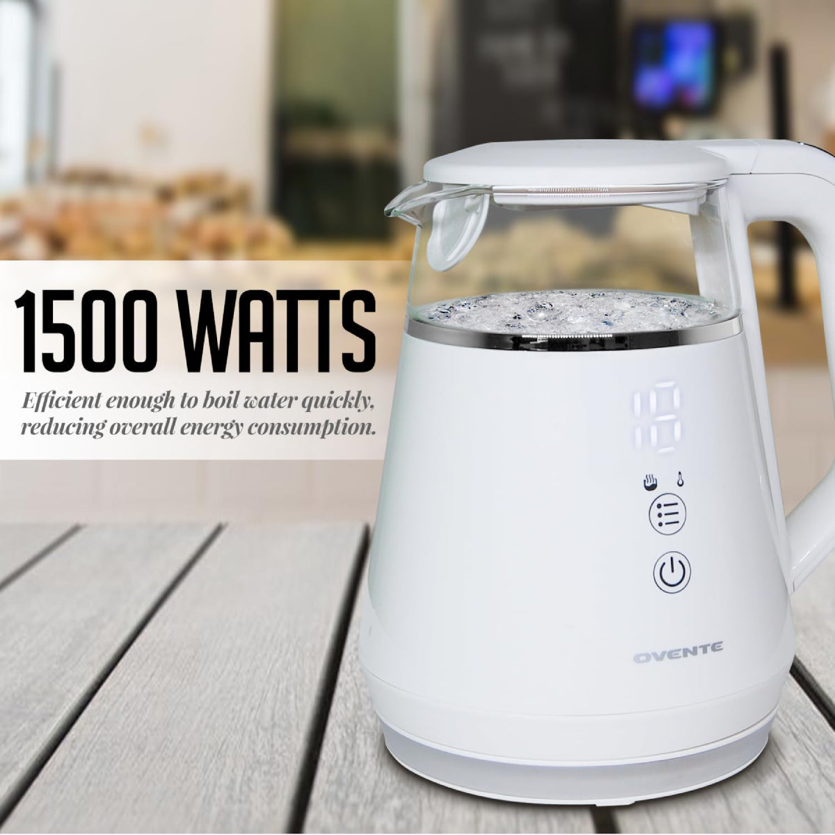 Ovente 1500W Electric Kettle with 5 Temperature Control Presets