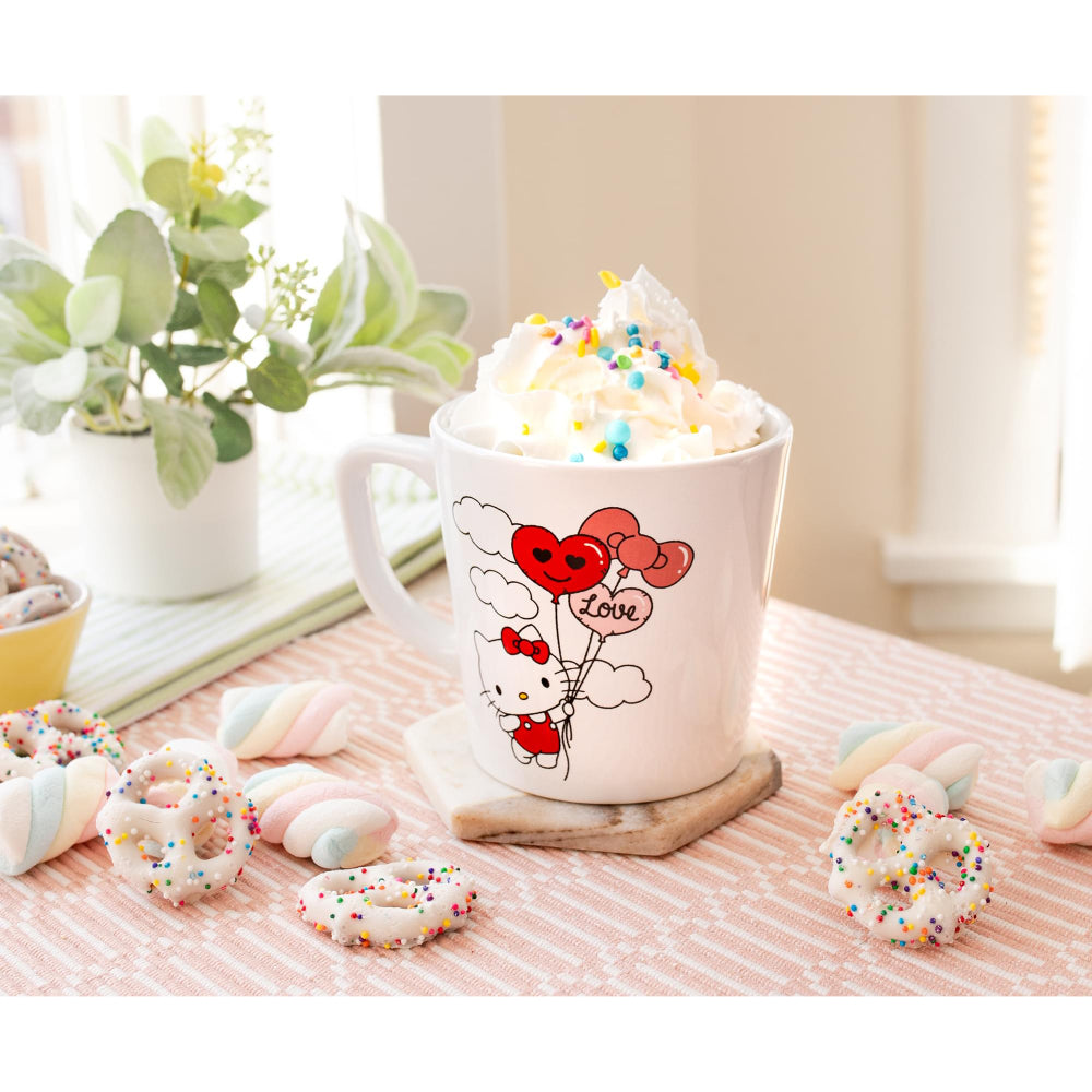 Sanrio Hello Kitty Love Balloon Wide Rim 17 oz Ceramic Mug - White