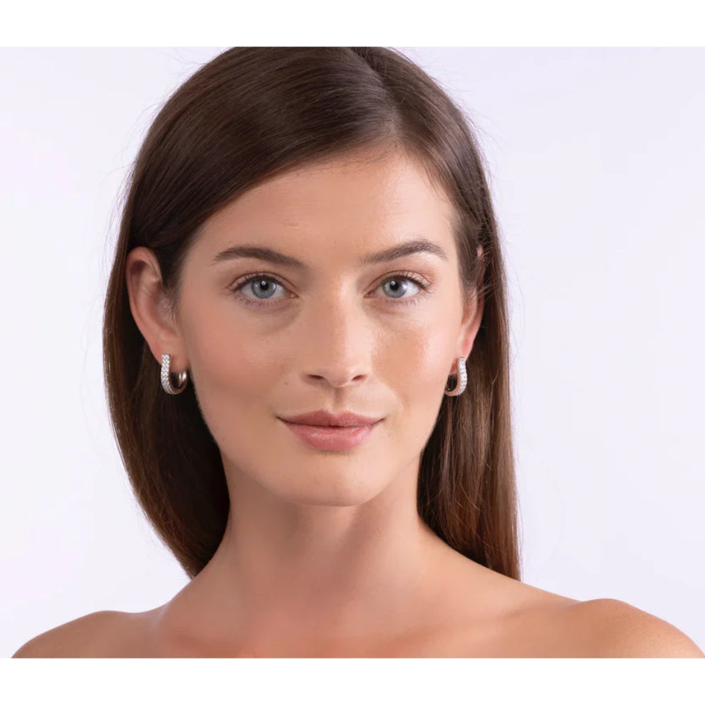 Anna Zukerman Sophia 07 Women's 1 ct. Diamond Crystalline Ola Huggie Earrings in Rose Gold-Plating over 925 Sterling Silver