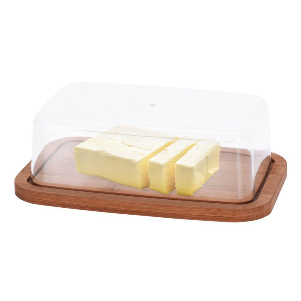 Koopman Butter Dish with Lid Wooden Storage Box Container - Clear