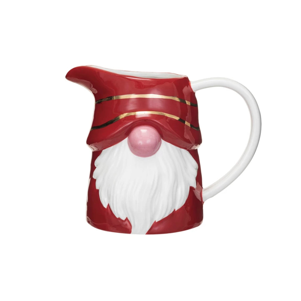 Creative Co-op Gnome Pitcher with Gold Electroplating - Red/White