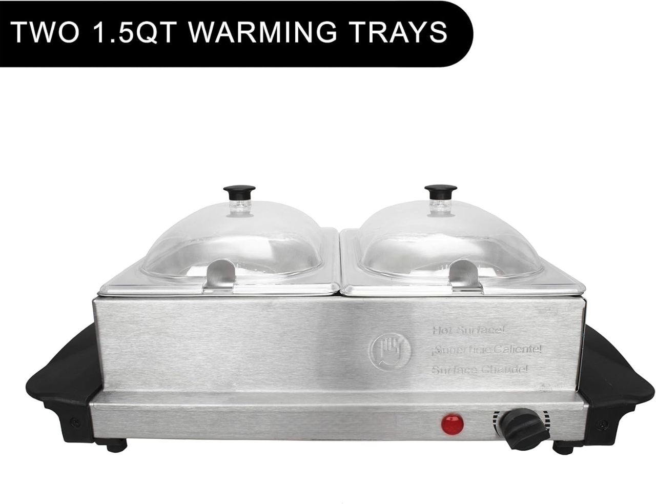 Ovente 3-Quart 2 Pan Buffet Server and Warming Tray
