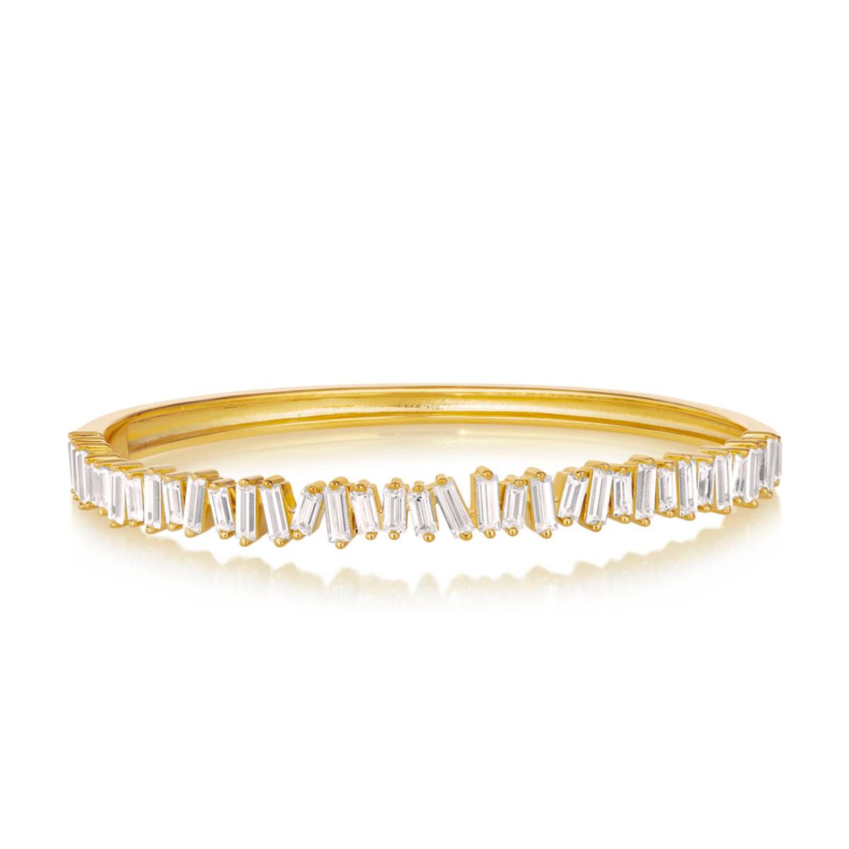 Anna Zuckerman Olivia 46 Women's 7" 2 ct. Diamond Crystalline Bangle Bracelet in 18K Yellow Gold-Plating over 925 Sterling Silver