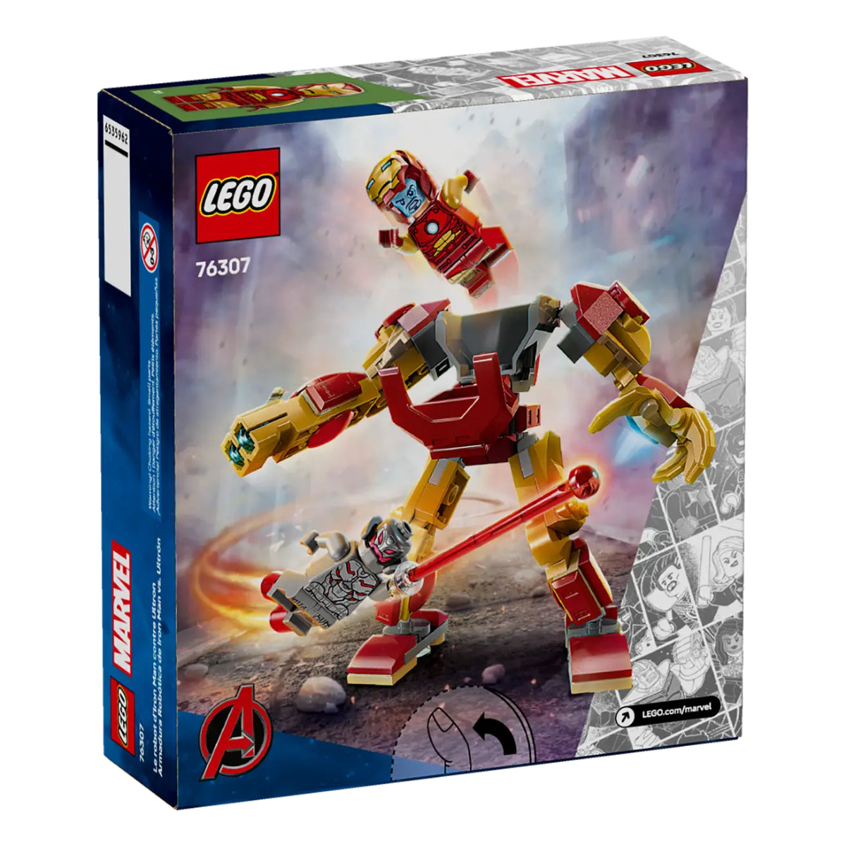 LEGO Marvel Iron Man Mech vs Ultron Superhero Building Toy Set (101-Pieces)