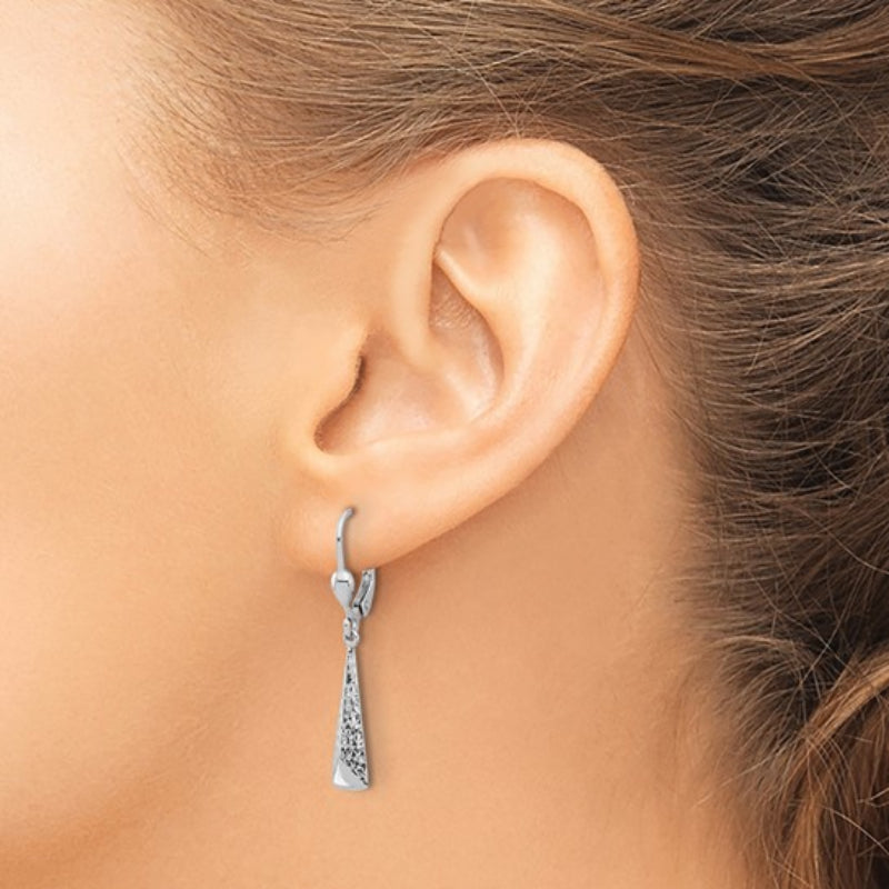 14K Leslie's Women's Diamond-Cut Drop and Dangle Earrings in Rhodium Plating-over 14K White Gold