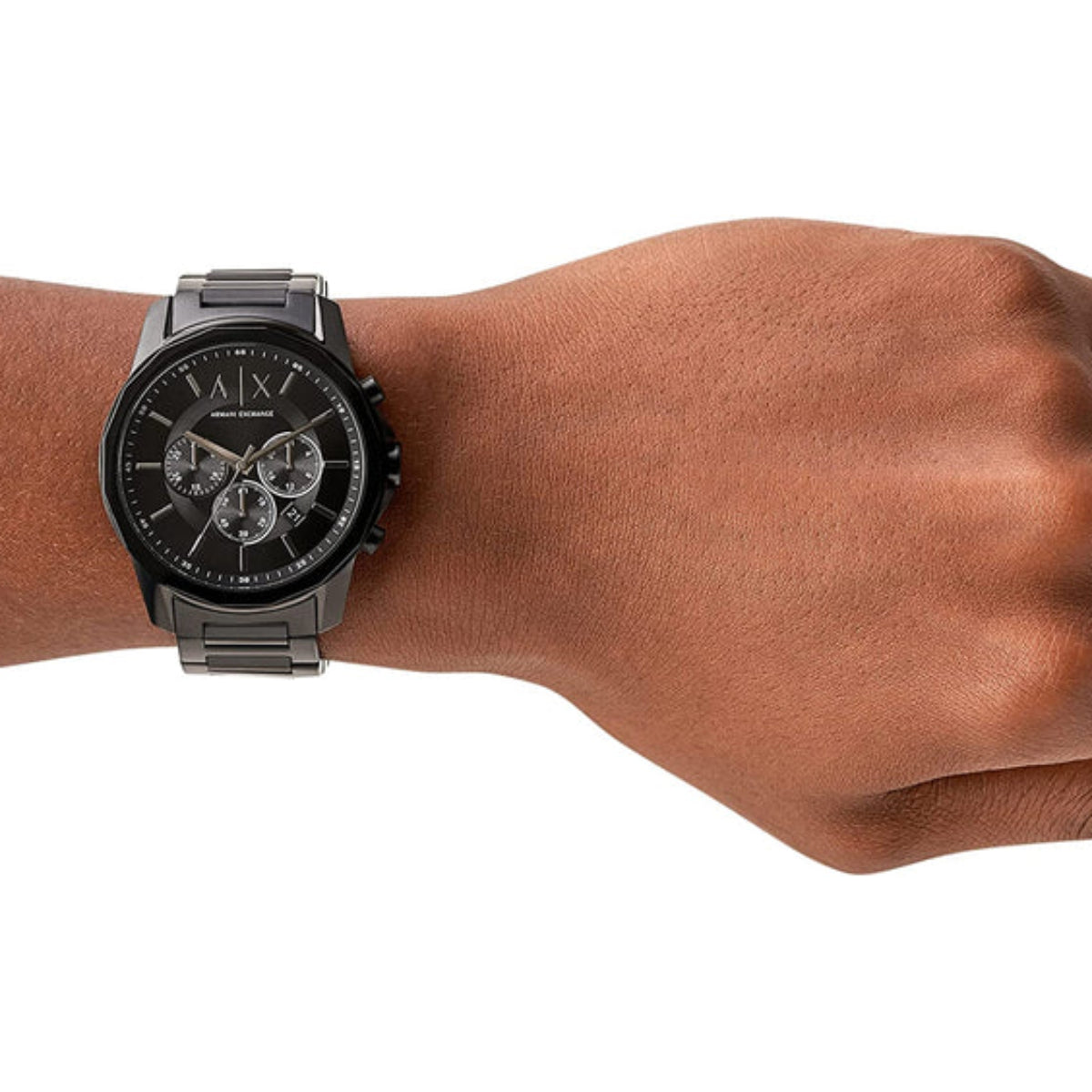 Armani Exchange Bank's Men's 44mm Black-Plated Bracelet Watch - Black Dial