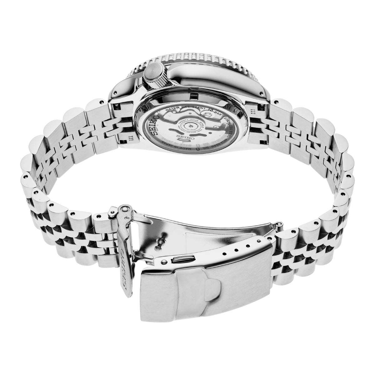 Seiko 5 Sports GMT Series Men's Silver-Tone Bracelet Watch - Black Dial