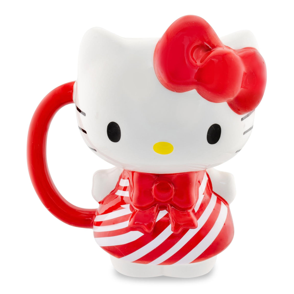 Sanrio Hello Kitty Candy Cane Dress 3D 20 oz Sculpted Ceramic Mug - Red/White