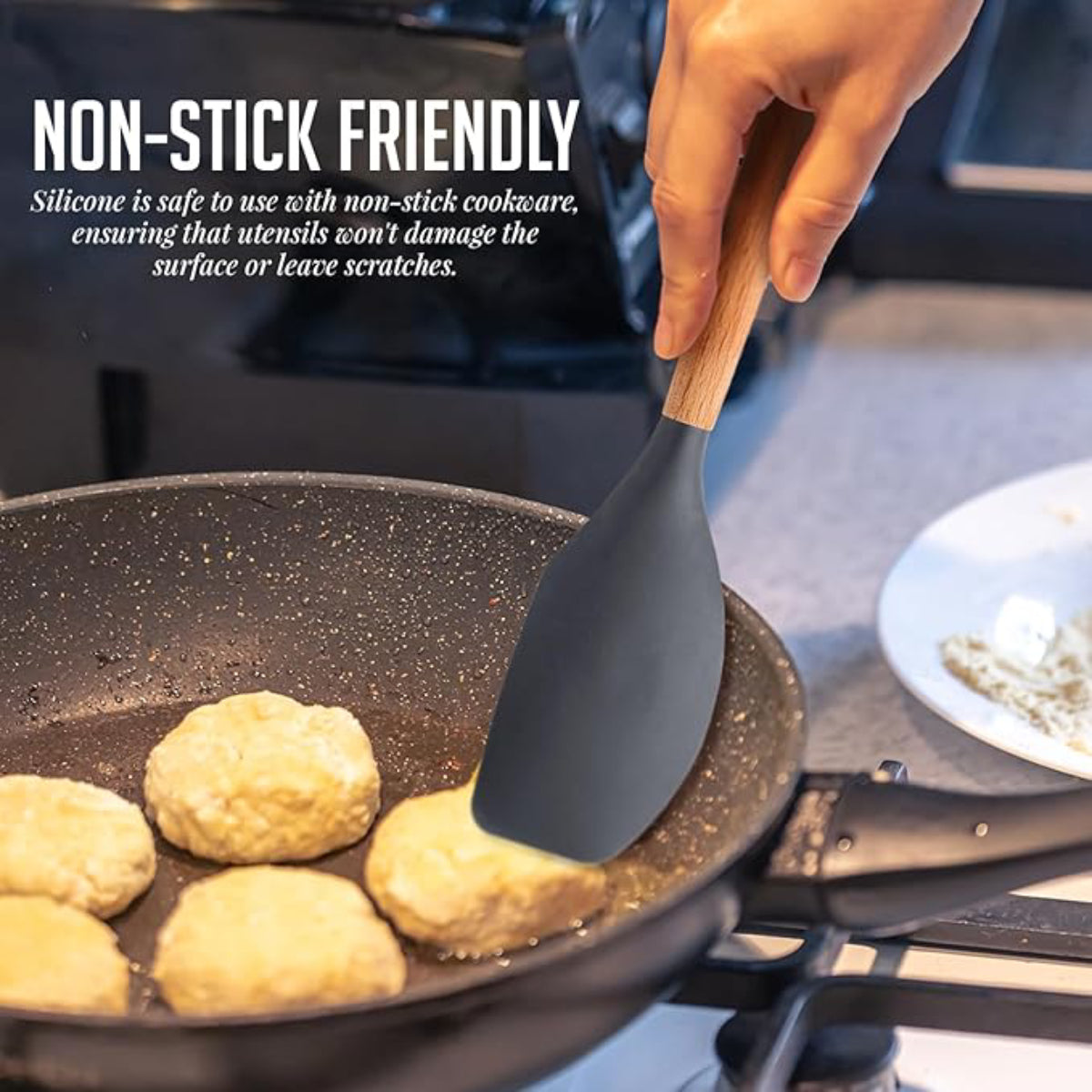 Ovente Silicone Kitchen Utensils Set (17 Pieces) - Gray