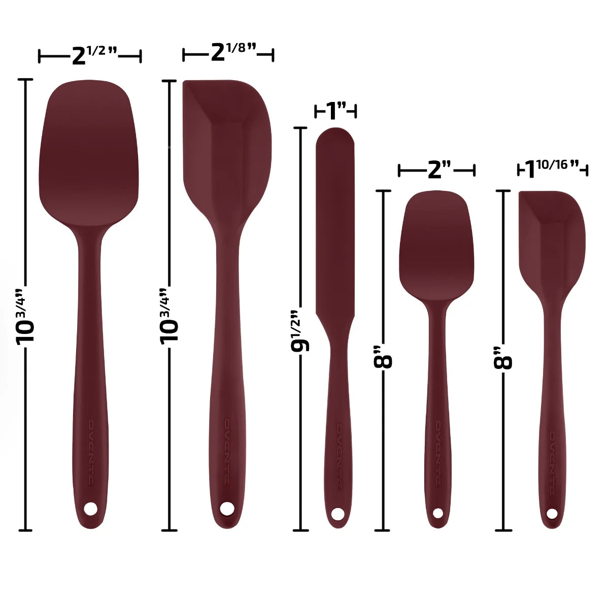 Ovente Non-Stick Spatula Set (5 Pieces) - Red