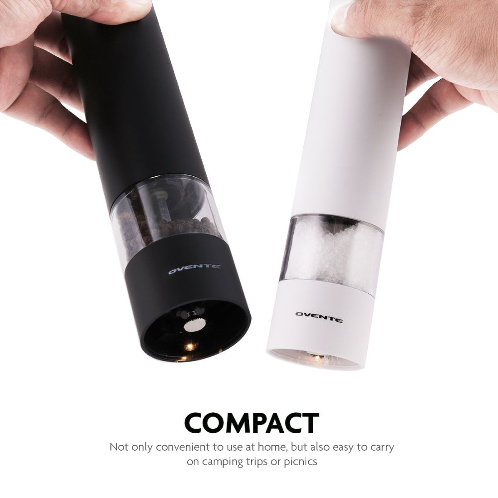 Ovente SPD102BW Electric Salt and Pepper Mill Grinder Set