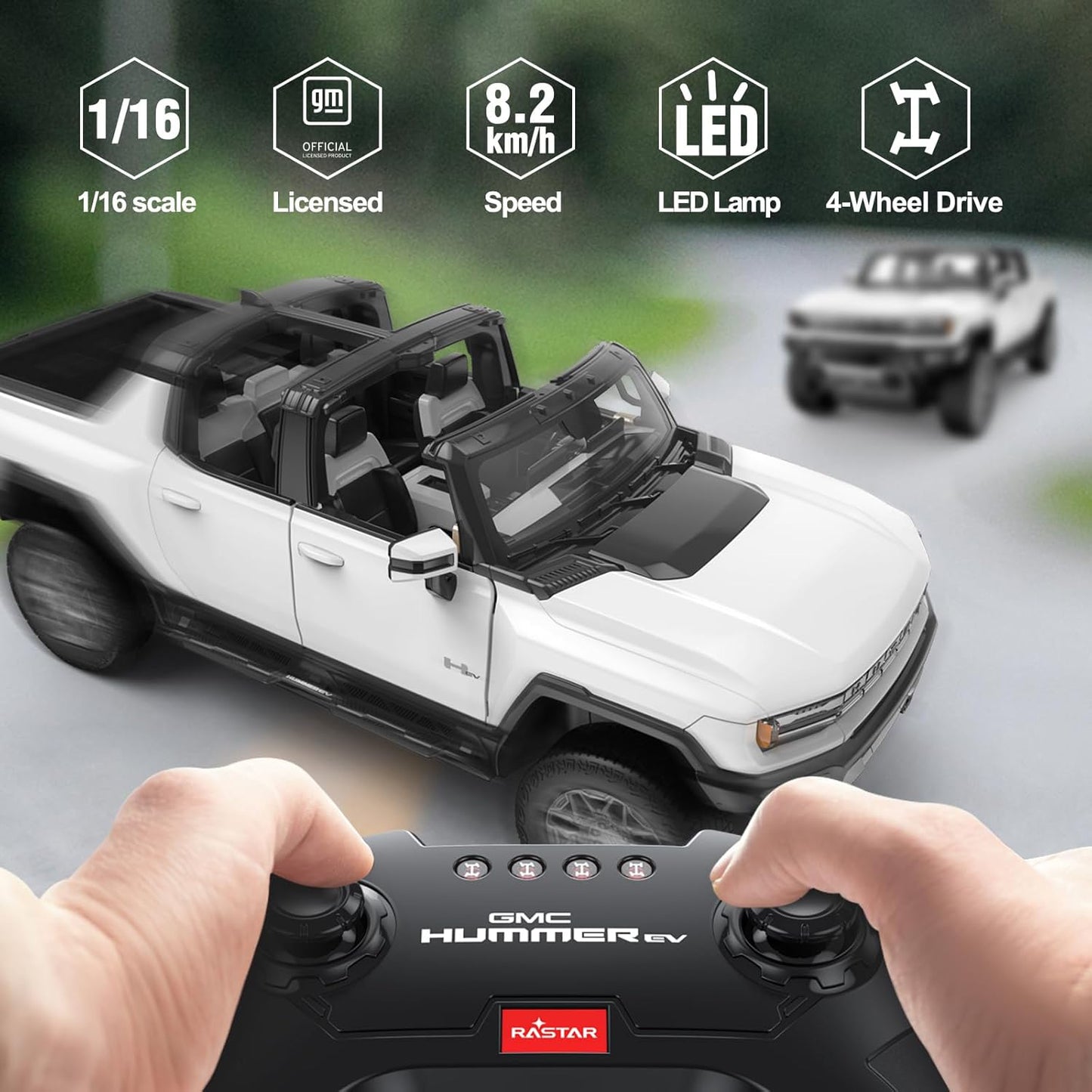 Rastar 1:16 Hummer Ev Remote Control Car - White