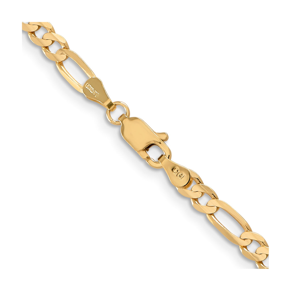 14K Unisex 26" Concave Open Figaro Chain in 14K Yellow Gold