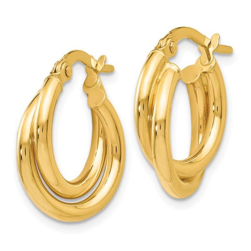 14K Leslie's Women's 5mm Twisted Double Hoop Earrings in 14K Yellow Gold