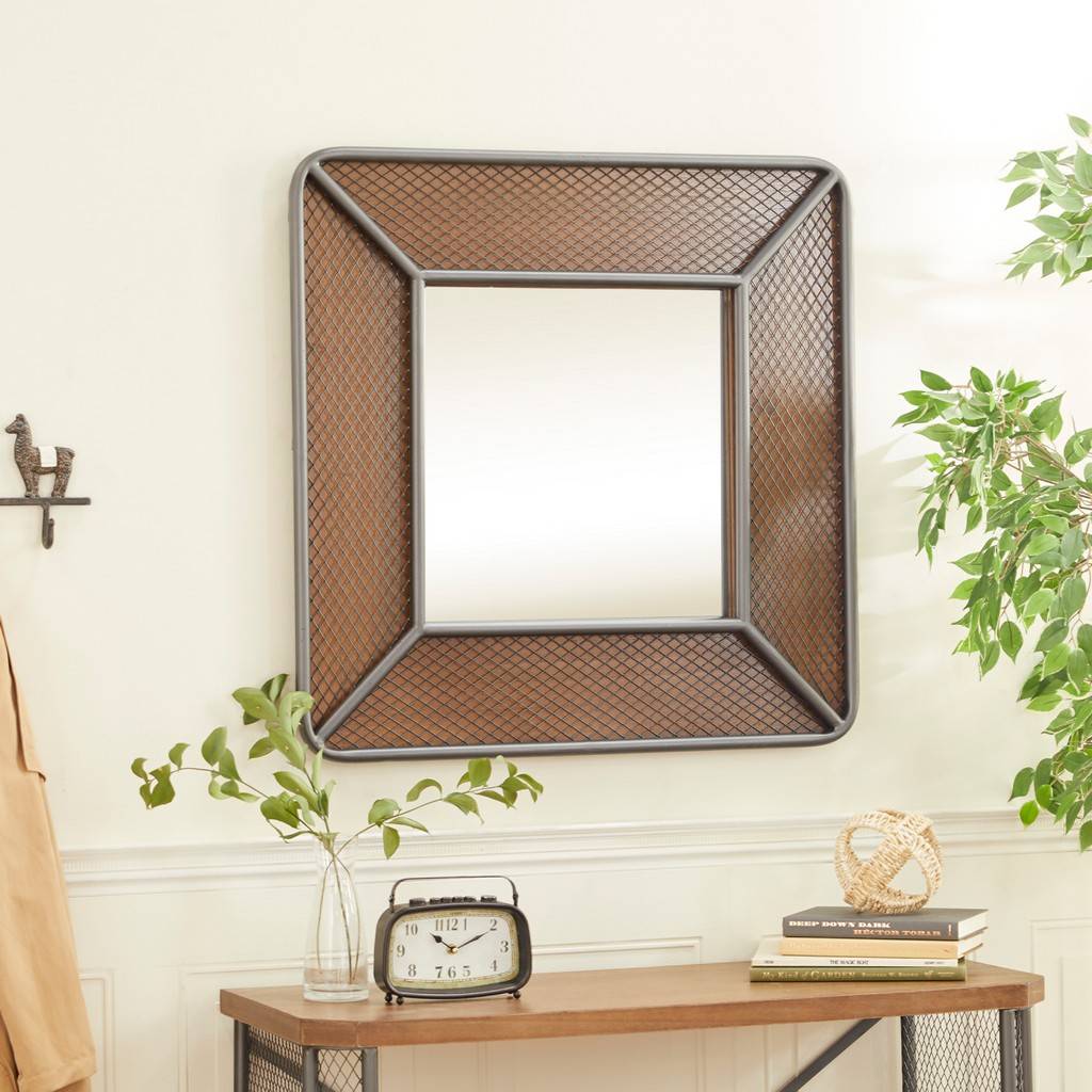 Metal Wood Wall Mirror