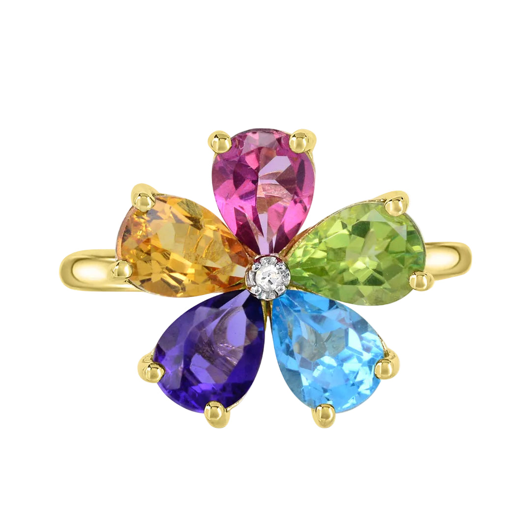 Flower Ring in 10K Yellow Gold - Size 7