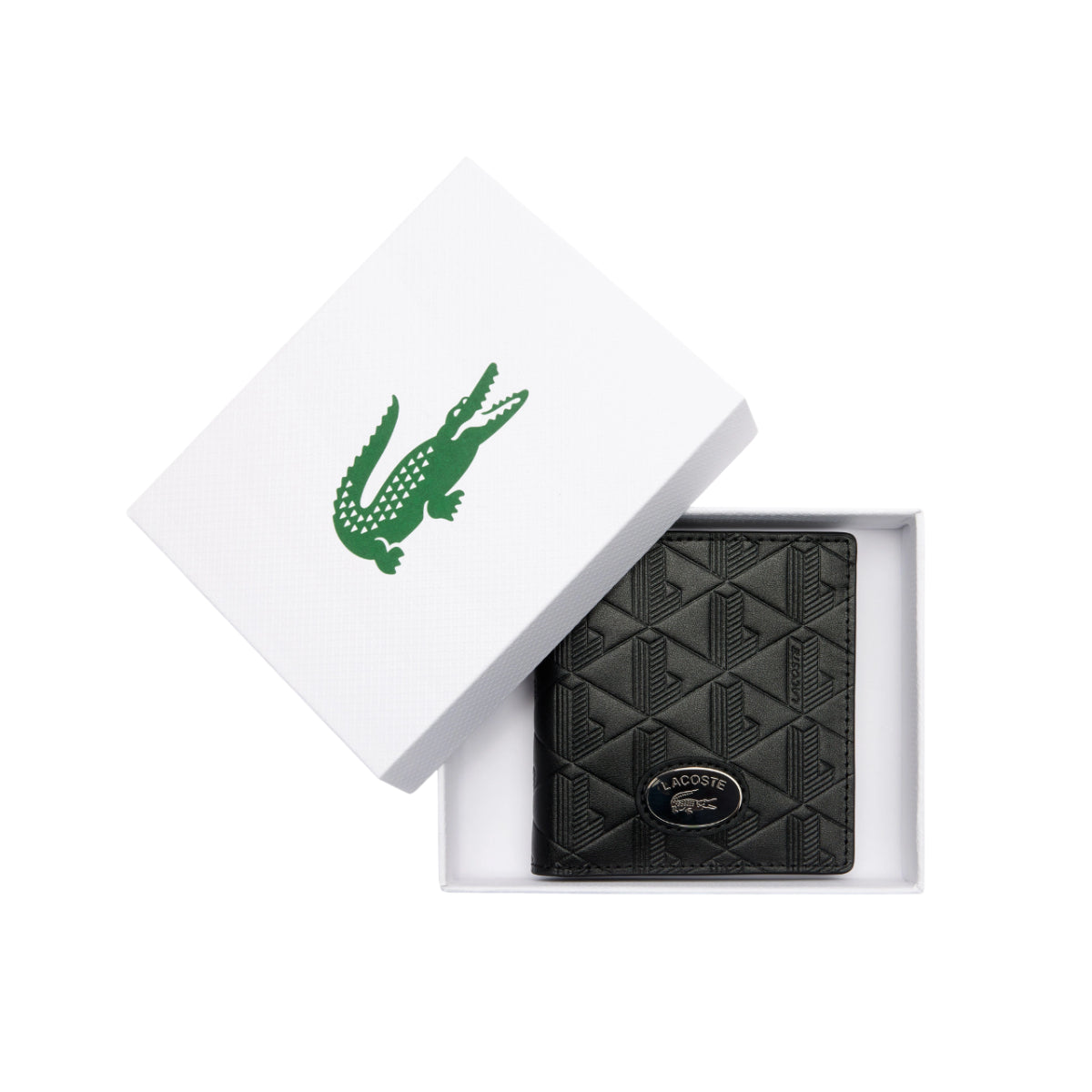 Lacoste Monogram Compact Billfold Wallet - Black