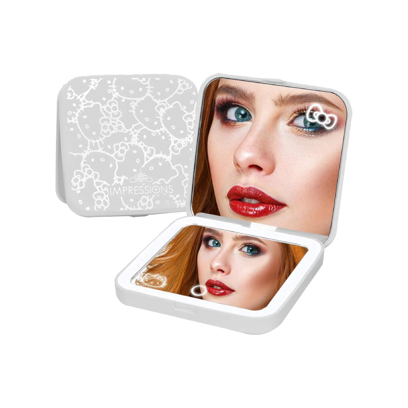 Impressions Vanity Hello Kitty Supercute Compact Mirror with Magnifying Mirror Top (White)