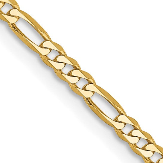 14K Yellow Gold20 inch 2.25mm Flat Figaro with Lobster Clasp Chain