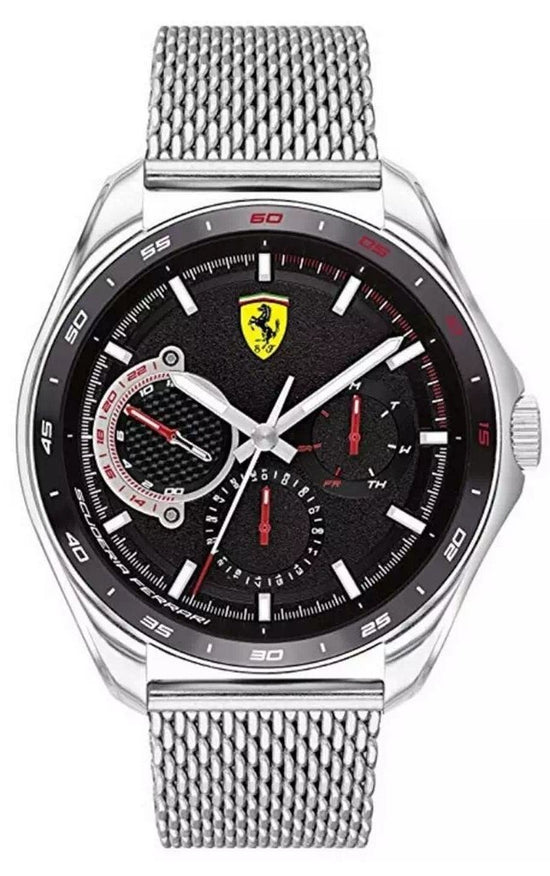 Ferrari Speed Racer Men's 44mm Quartz Stainless Steel Silver Bracelet Watch - Black Dial - Curacao