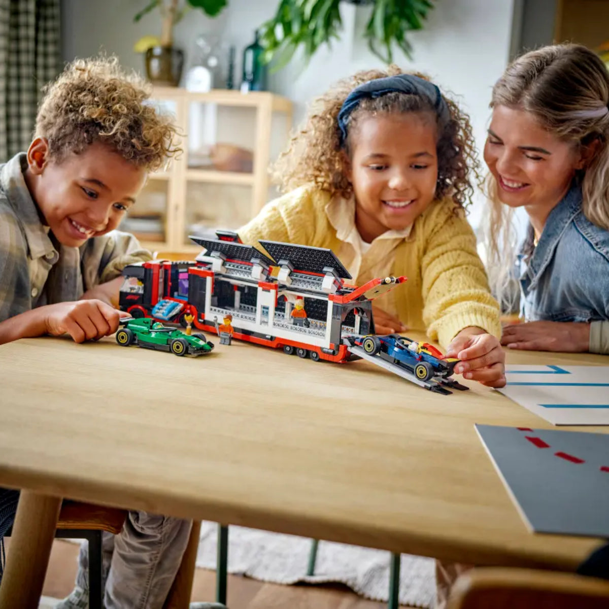 LEGO F1 Truck with RB20 and AMR24 Cars Building Toy Set (1086-Pieces)